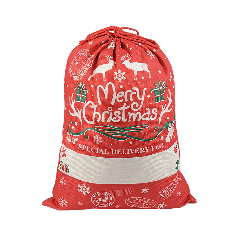NNEDSZ Large Christmas XMAS Hessian Santa Sack Stocking Bag Reindeer Children Gifts Bag, Red - Reindeer Gift