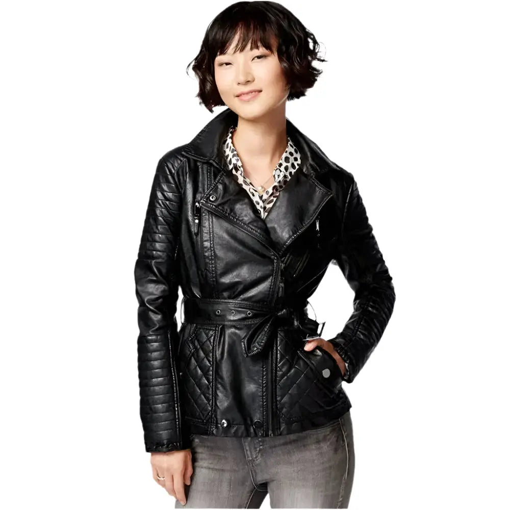Women’s Black Lambskin Leather Coat – Classic Fit