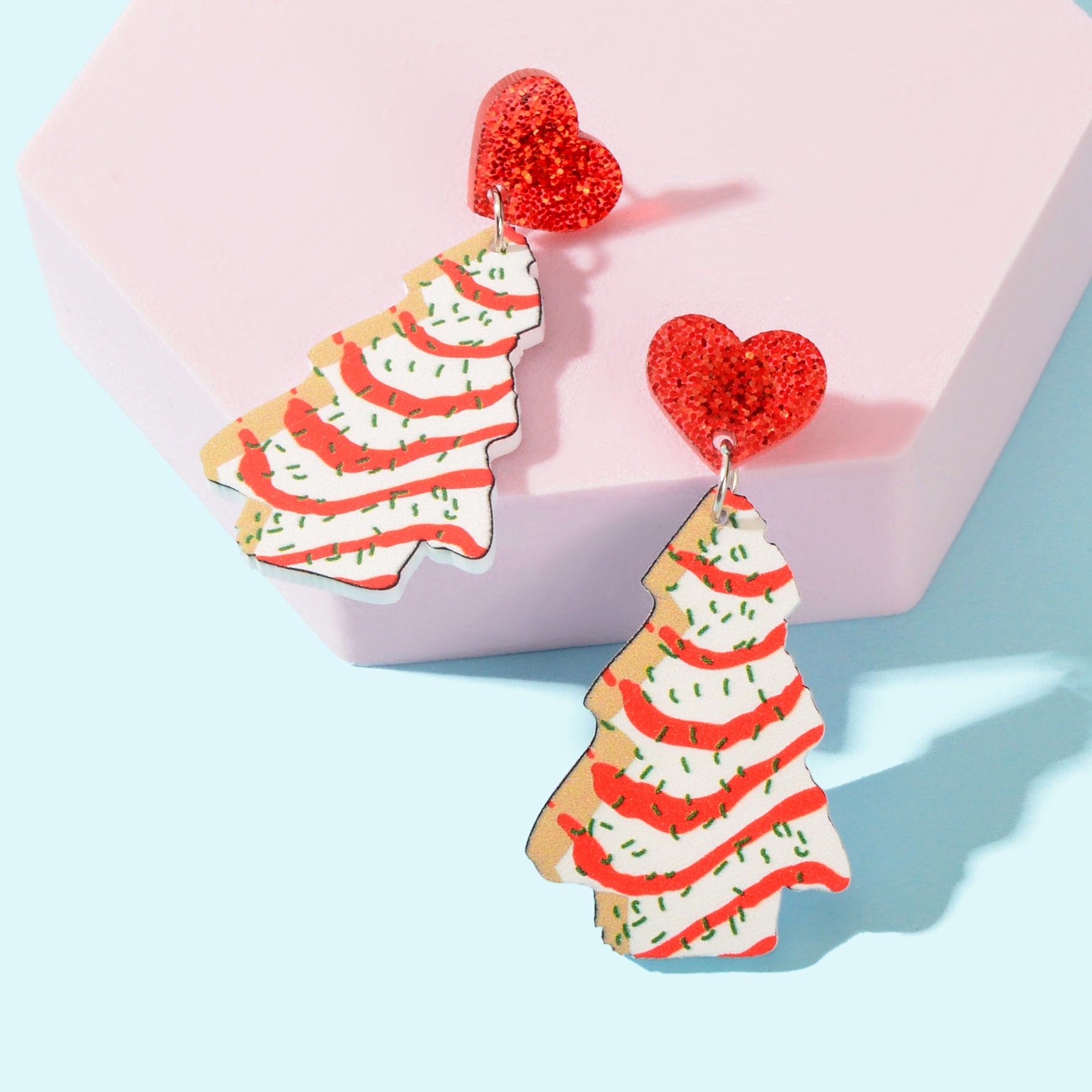 Festive Christmas Tree Pendant Dangle Earrings Dainty Seasonal Gifts for Girls