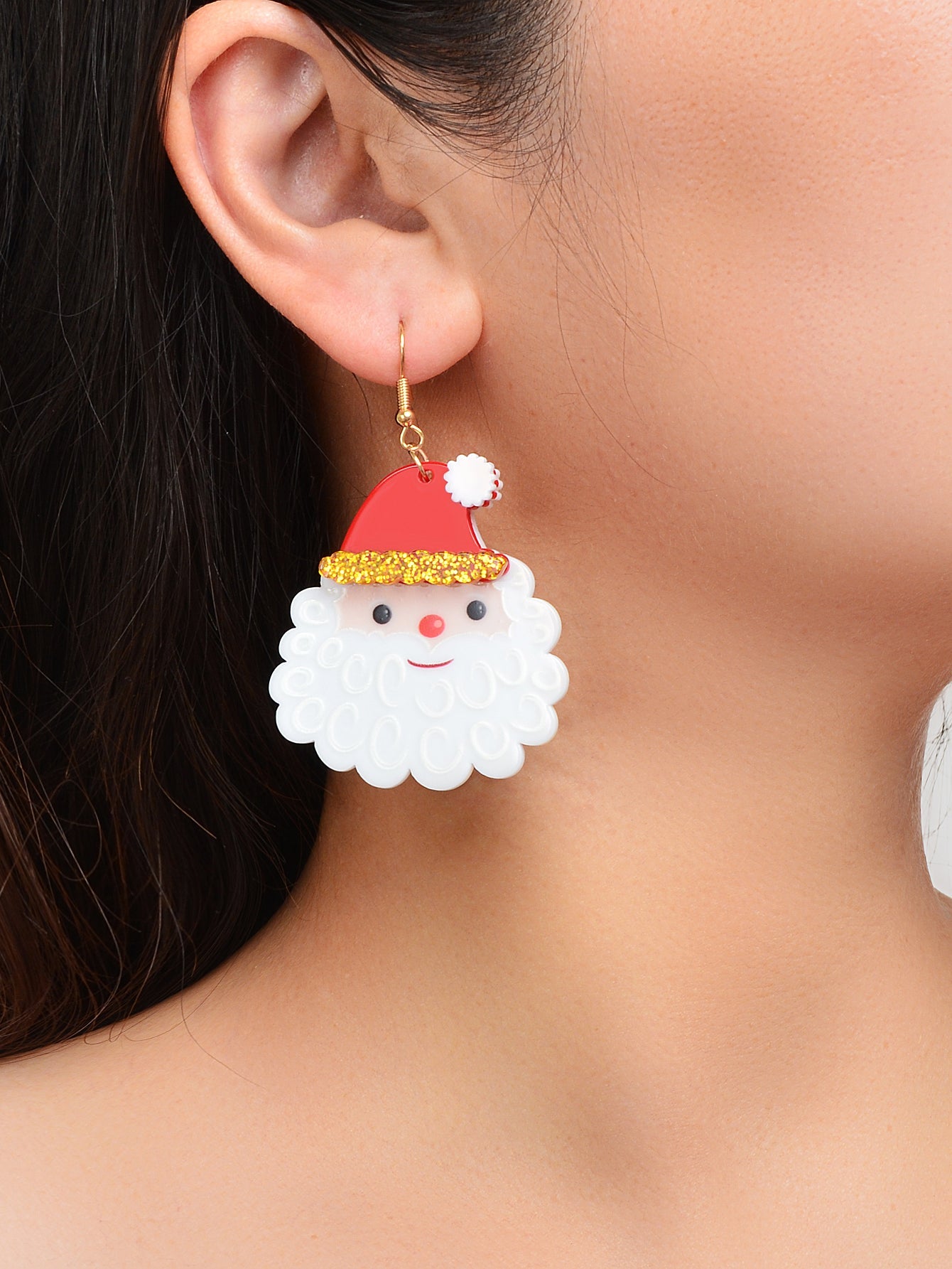Christmas Festival Jewellery Acrylic Santa Claus Dangle Earrings Dainty Gifts