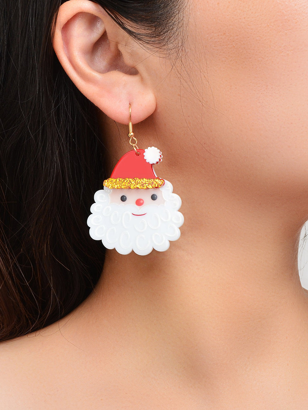 Christmas Festival Jewellery Acrylic Santa Claus Dangle Earrings Dainty Gifts