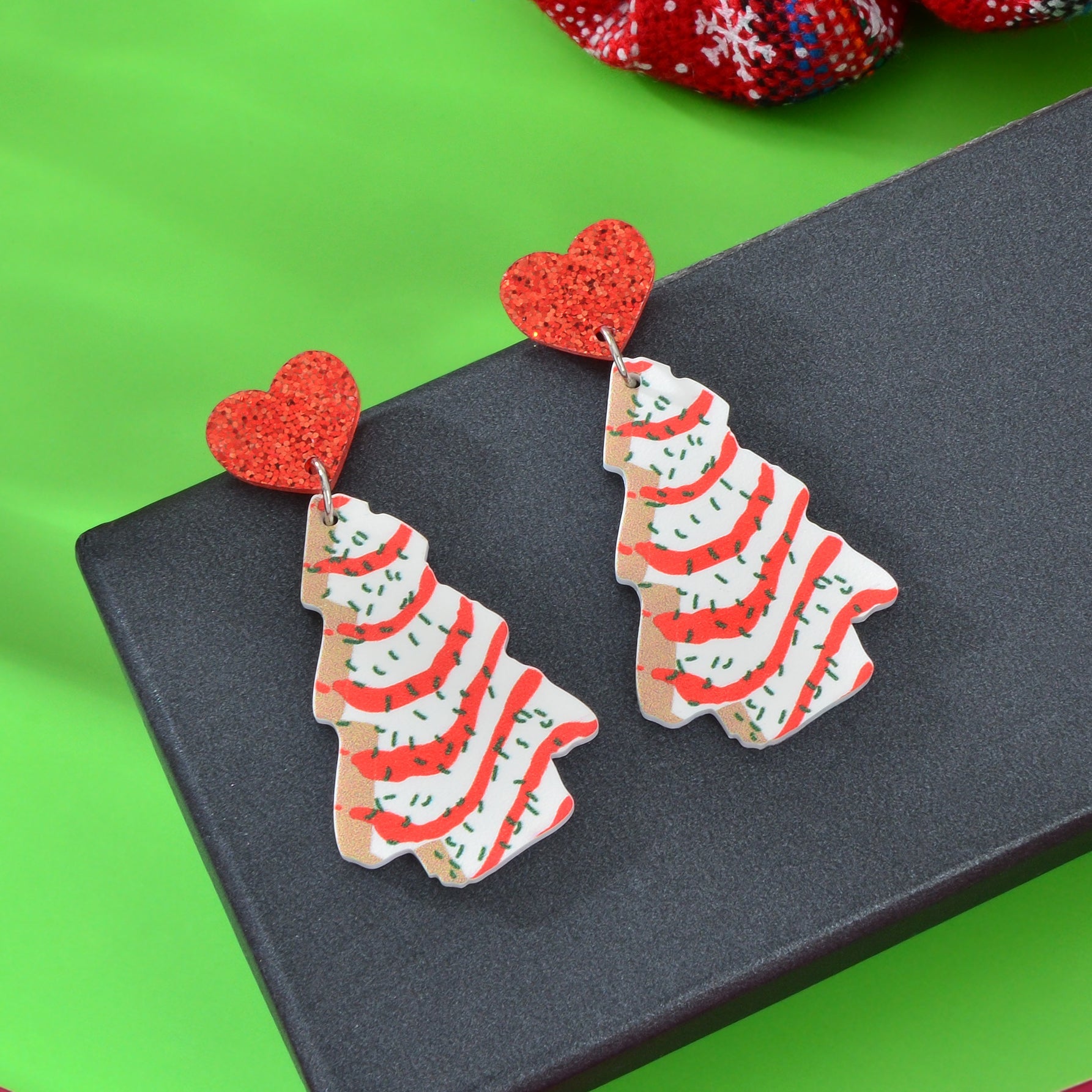 Festive Christmas Tree Pendant Dangle Earrings Dainty Seasonal Gifts for Girls