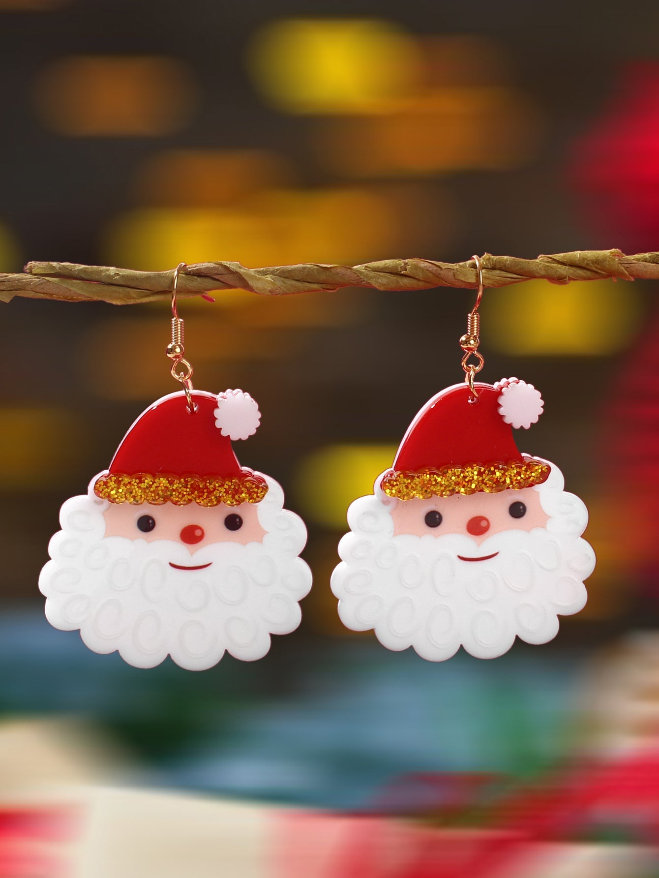Christmas Festival Jewellery Acrylic Santa Claus Dangle Earrings Dainty Gifts