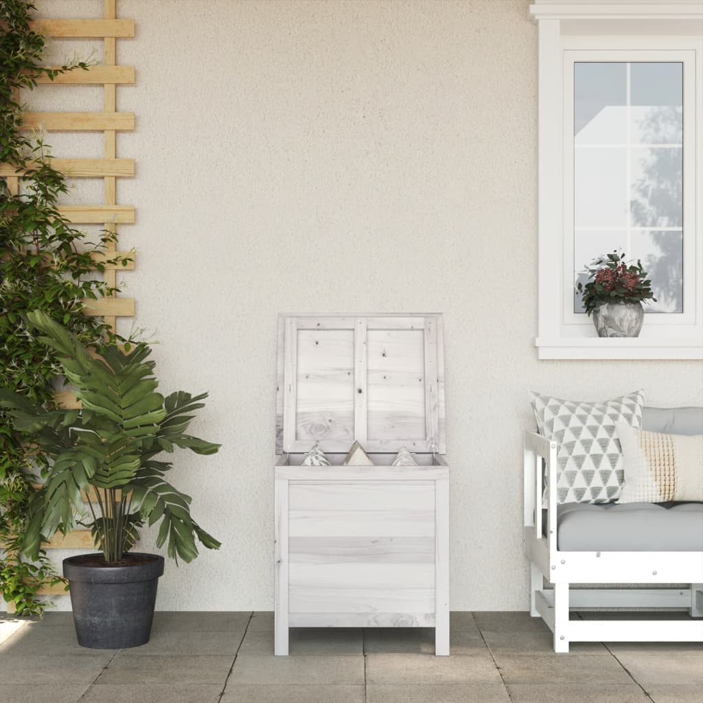 NNEVL Garden Storage Box White 50x49x56.5 cm Solid Wood Fir