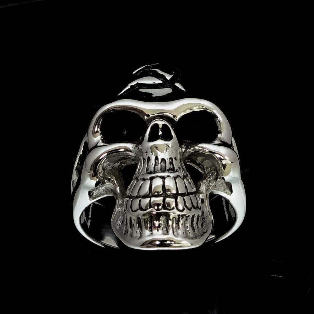 Excellent crafted Men's Communist Skull Ring Hammer Sickle - Sterling Silver