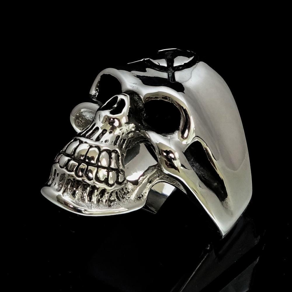 Excellent crafted Men's Communist Skull Ring Hammer Sickle - Sterling Silver