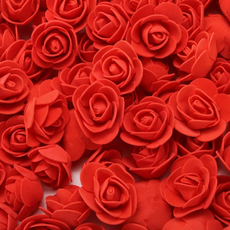 200 Pieces Teddy Bear of Red Roses 3cm Foam Christmas Decor - DIY Gifts & Artificial Flowers