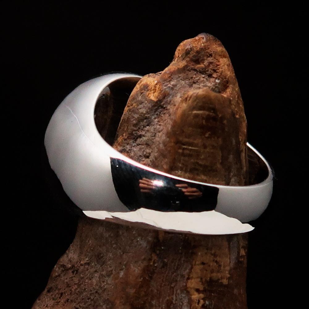Excellent crafted Men's Biker Ring Black Hebrew Skull - Sterling Silver 925