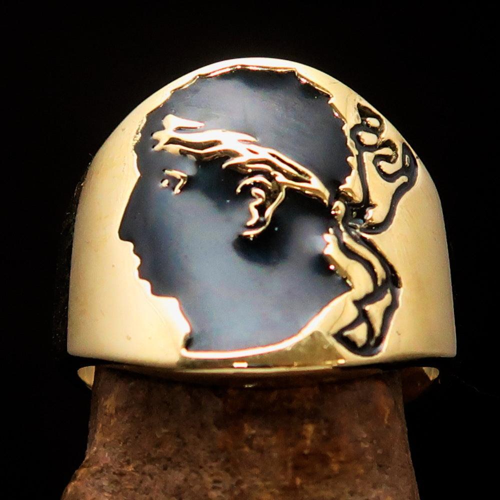 Excellent crafted Men's black National Flag Ring Corsica - solid Brass