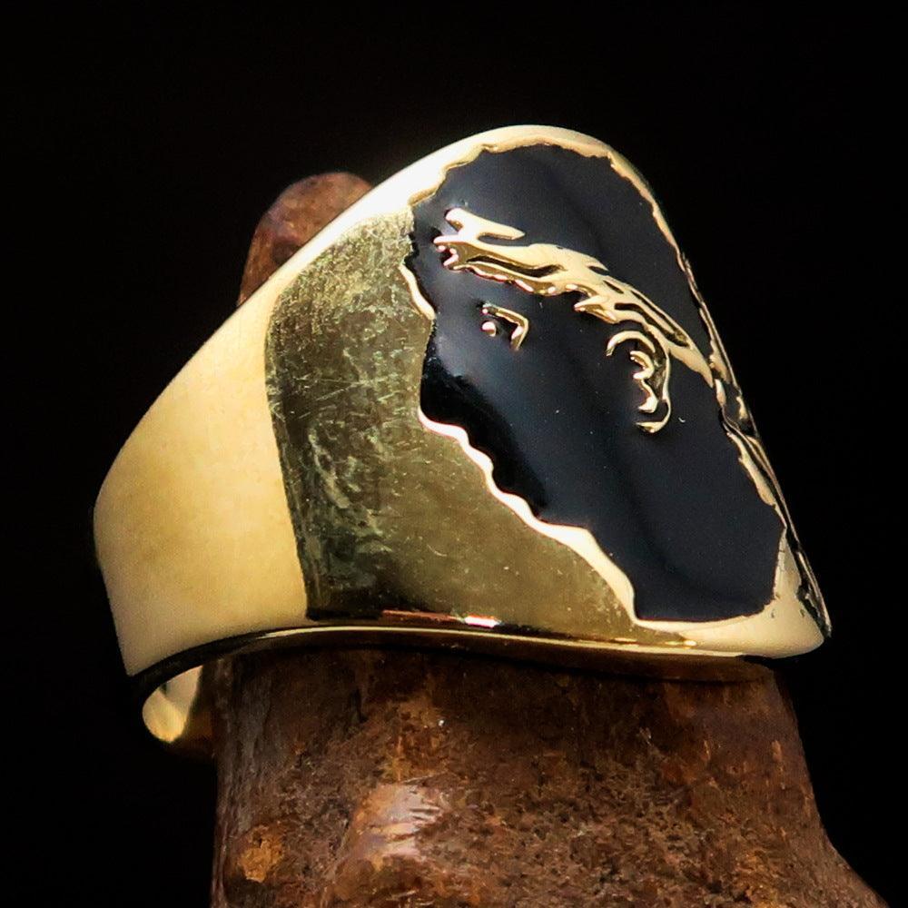 Excellent crafted Men's black National Flag Ring Corsica - solid Brass