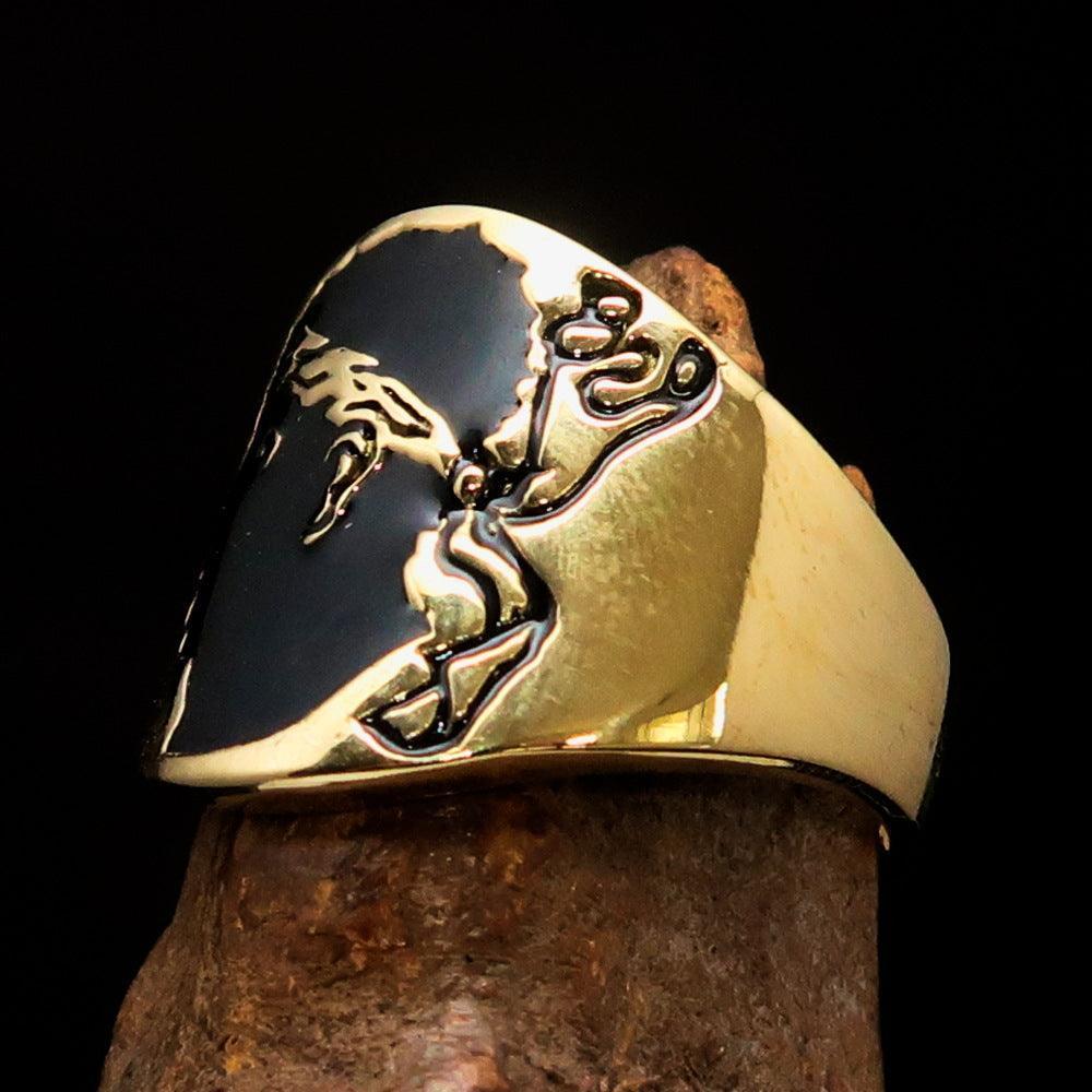 Excellent crafted Men's black National Flag Ring Corsica - solid Brass