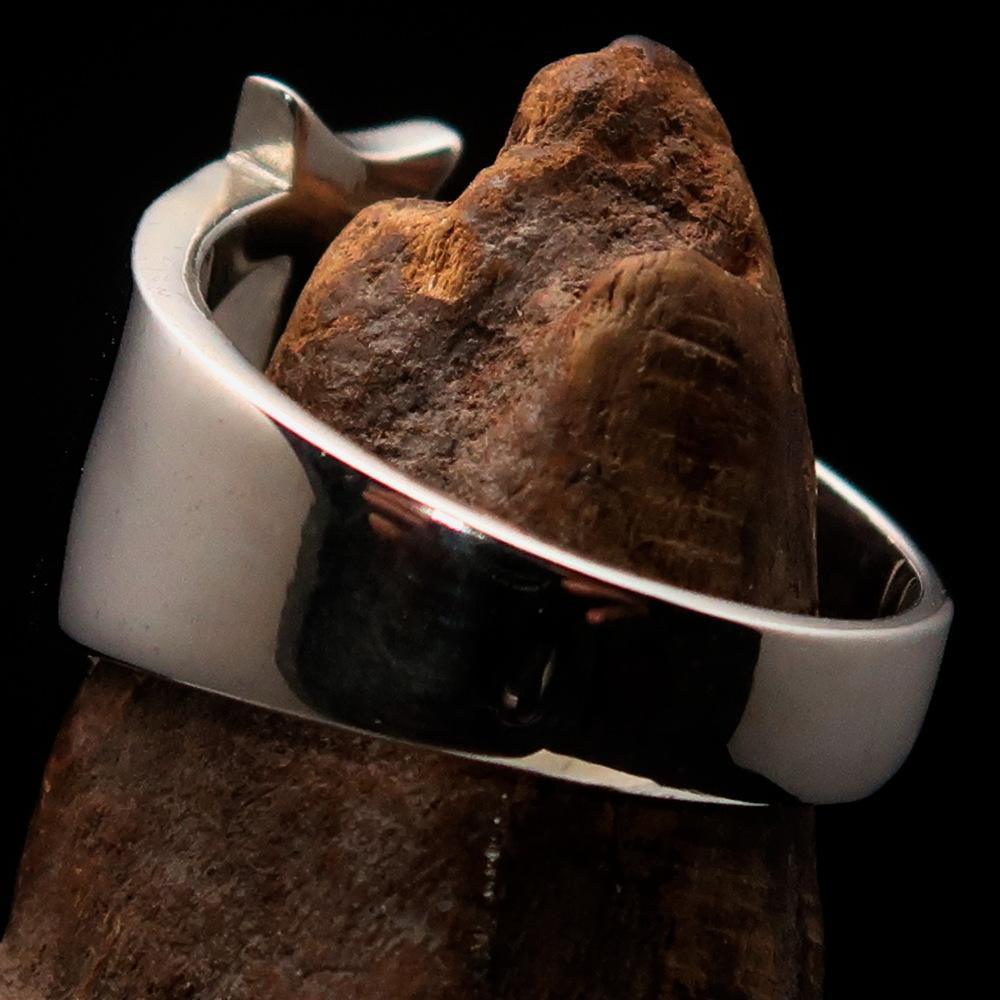 Mirror polished Men's Sterling Silver Initial Ring one bold Letter I