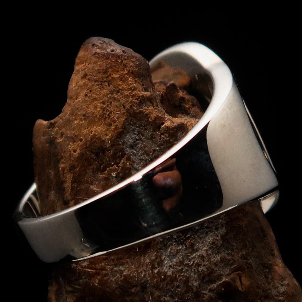 Mirror polished Men's Sterling Silver Initial Ring one bold Letter O