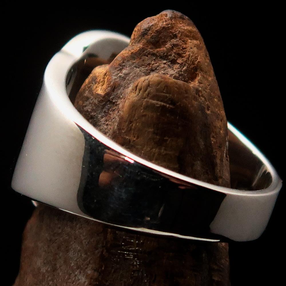 Mirror polished Men's Sterling Silver Initial Ring one bold Letter O