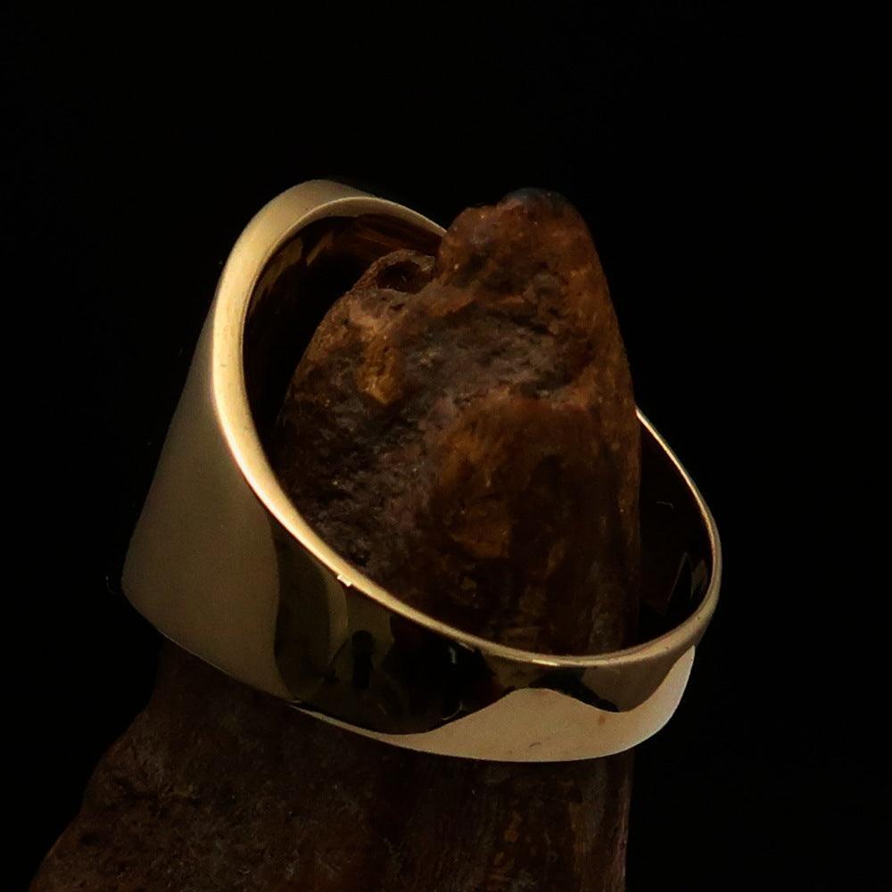 Excellent crafted ancient Men's green Garuda Ring - Solid Brass