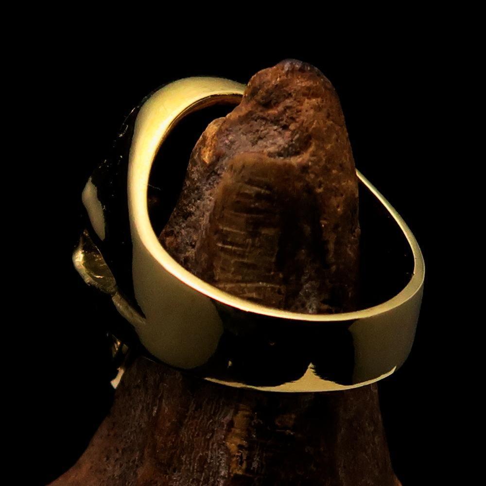 Excellent crafted Men's Skull Ring red Eye of Ra - Solid Brass