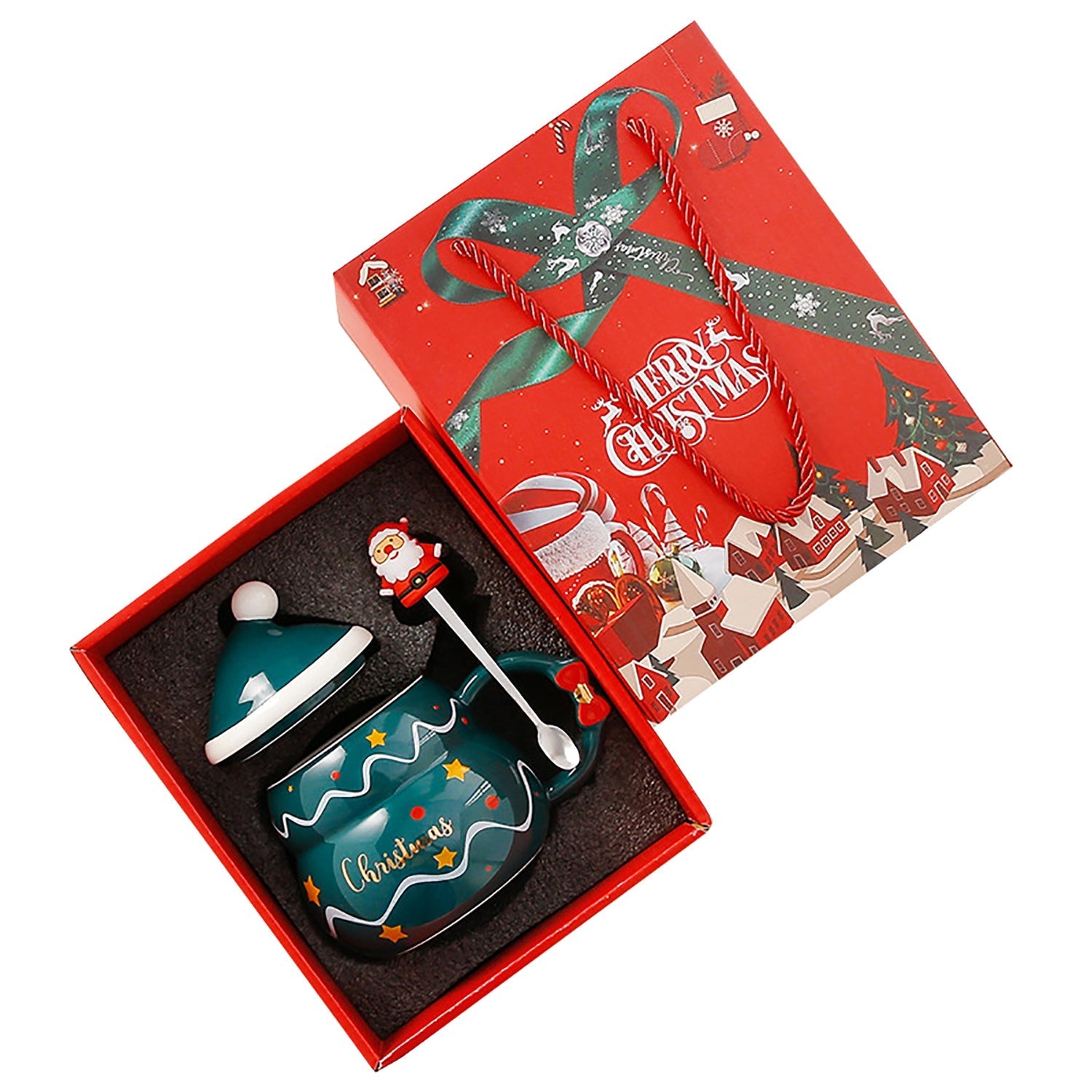 NNEDSZ Christmas Cup Gift Box Ceramic Mug Set Mug Gift Set Christmas Coffee Cup(Tree)
