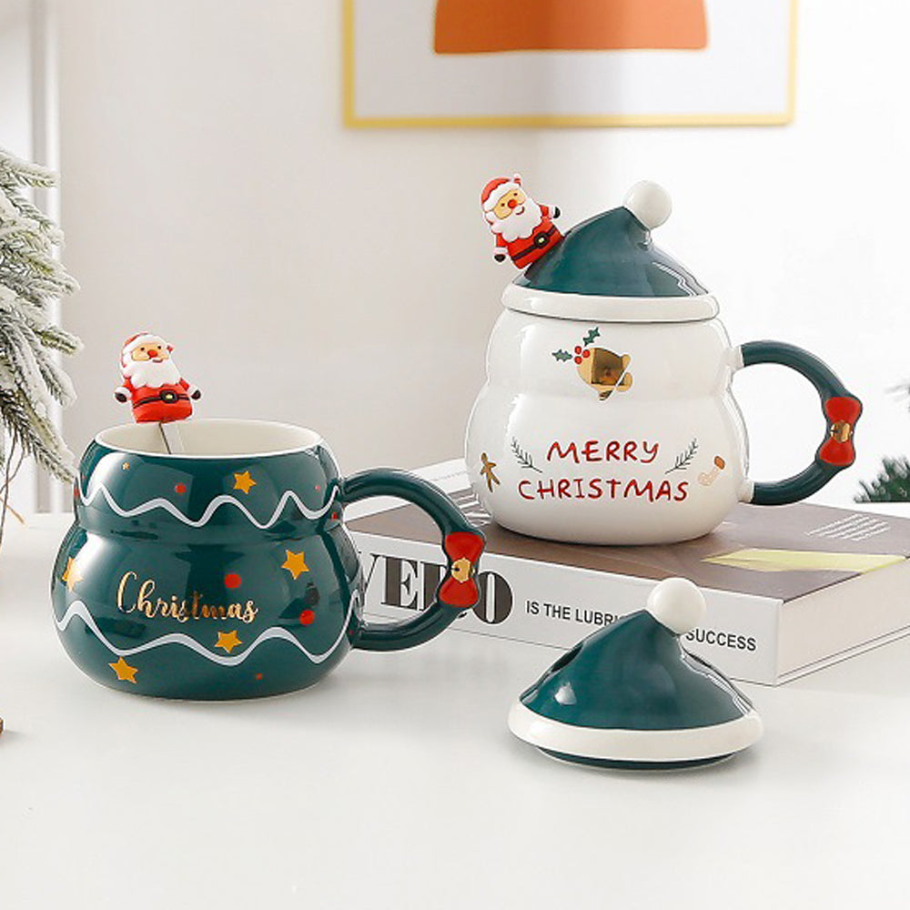 NNEDSZ Christmas Cup Gift Box Ceramic Mug Set Mug Gift Set Christmas Coffee Cup(Tree)