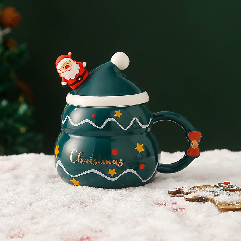 NNEDSZ Christmas Cup Gift Box Ceramic Mug Set Mug Gift Set Christmas Coffee Cup(Tree)
