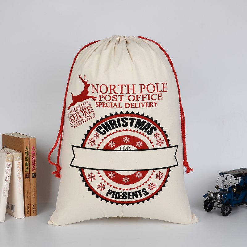 NNEDSZ Large Christmas XMAS Hessian Santa Sack Stocking Bag Reindeer Children Gifts Bag, Cream - Christmas Presents
