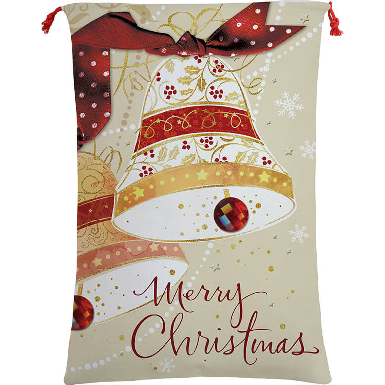NNEDSZ Large Christmas XMAS Hessian Santa Sack Stocking Bag Reindeer Children Gifts Bag, Merry Christmas Bells