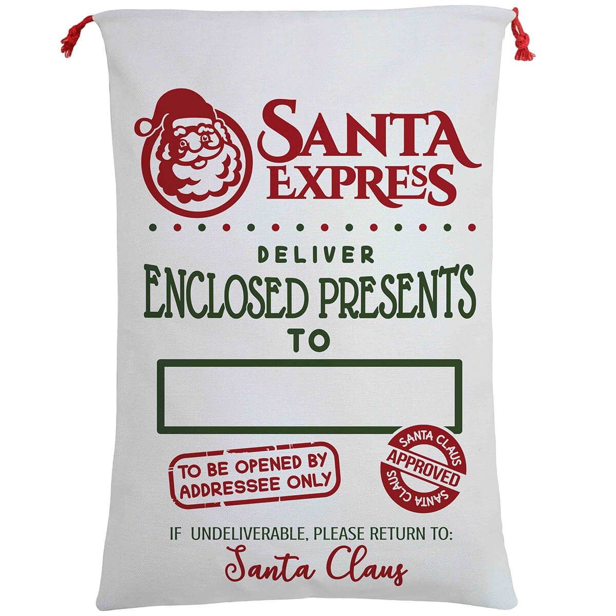 NNEDSZ Large Christmas XMAS Hessian Santa Sack Stocking Bag Reindeer Children Gifts Bag, Cream - Santa Express