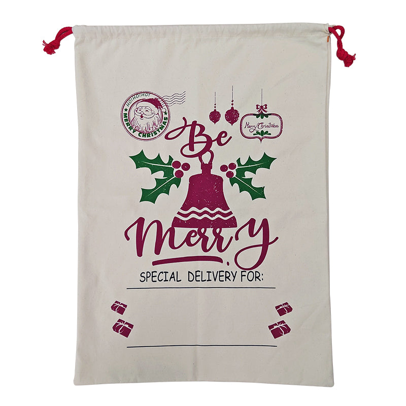 NNEDSZ Large Christmas XMAS Hessian Santa Sack Stocking Bag Reindeer Children Gifts Bag, Cream - Bell