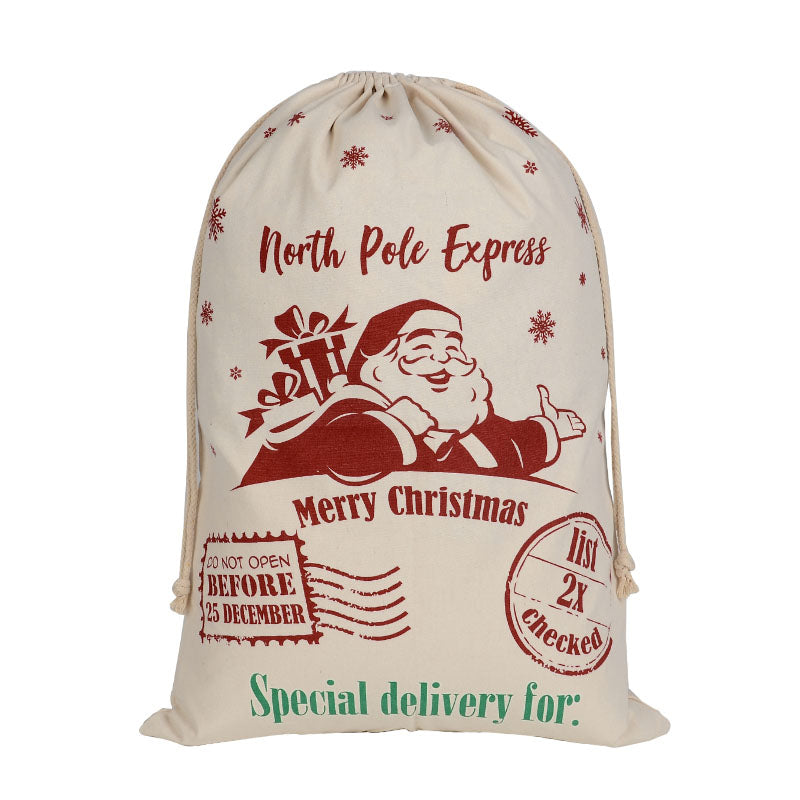 NNEDSZ Large Christmas XMAS Hessian Santa Sack Stocking Bag Reindeer Children Gifts Bag, Cream - Snowflakes Santa