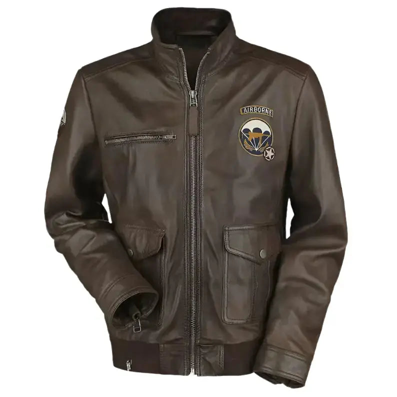Men’s Brown Leather Jacket – Call of Duty WWII Vintage Military Style