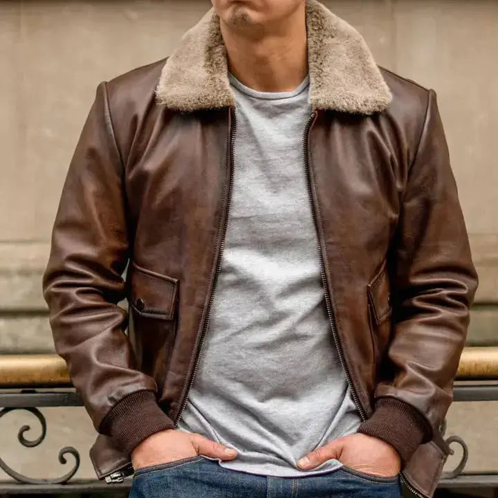 Brown Leather Flight Jacket