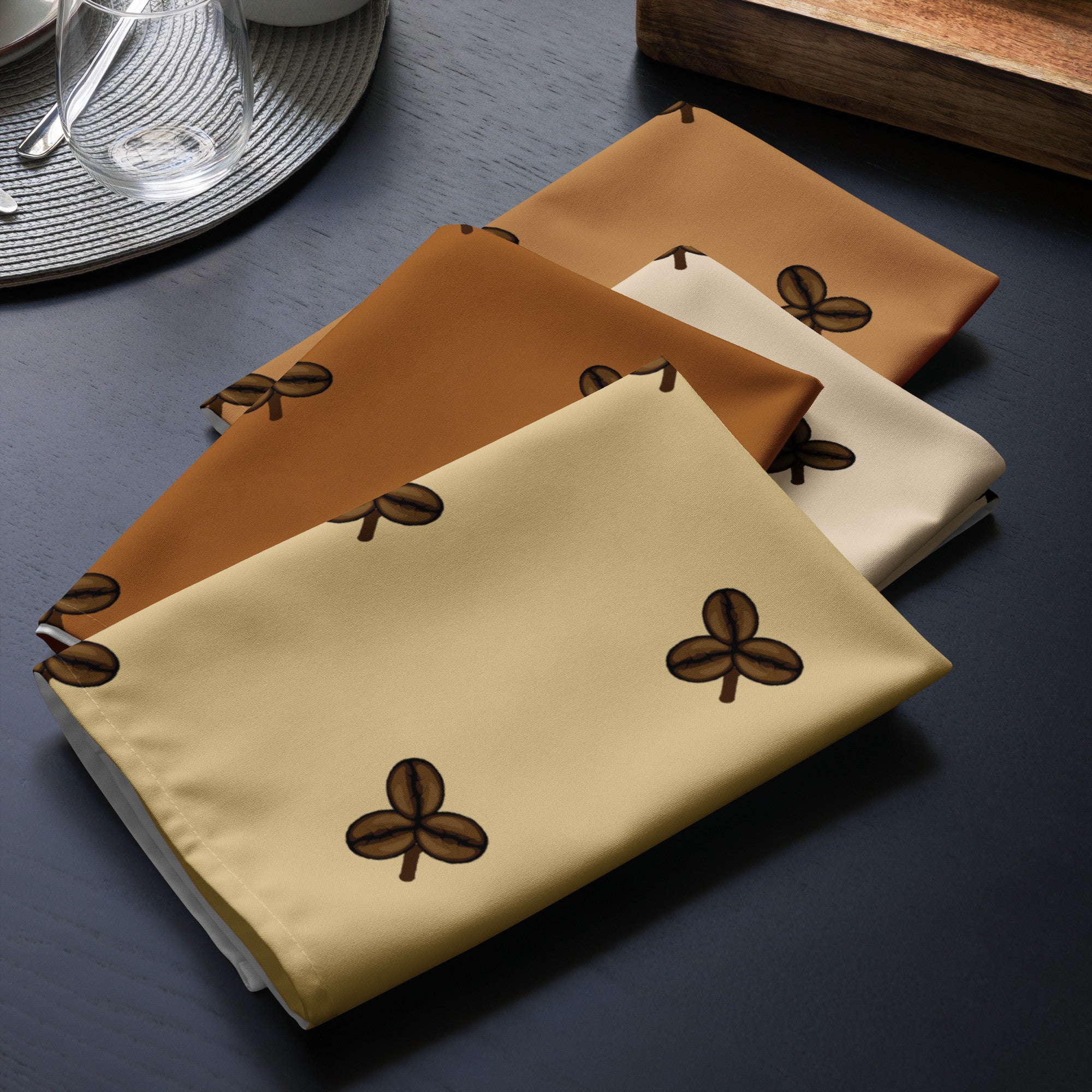 Coffee Clover Pattern Cloth Napkin Set - Variety