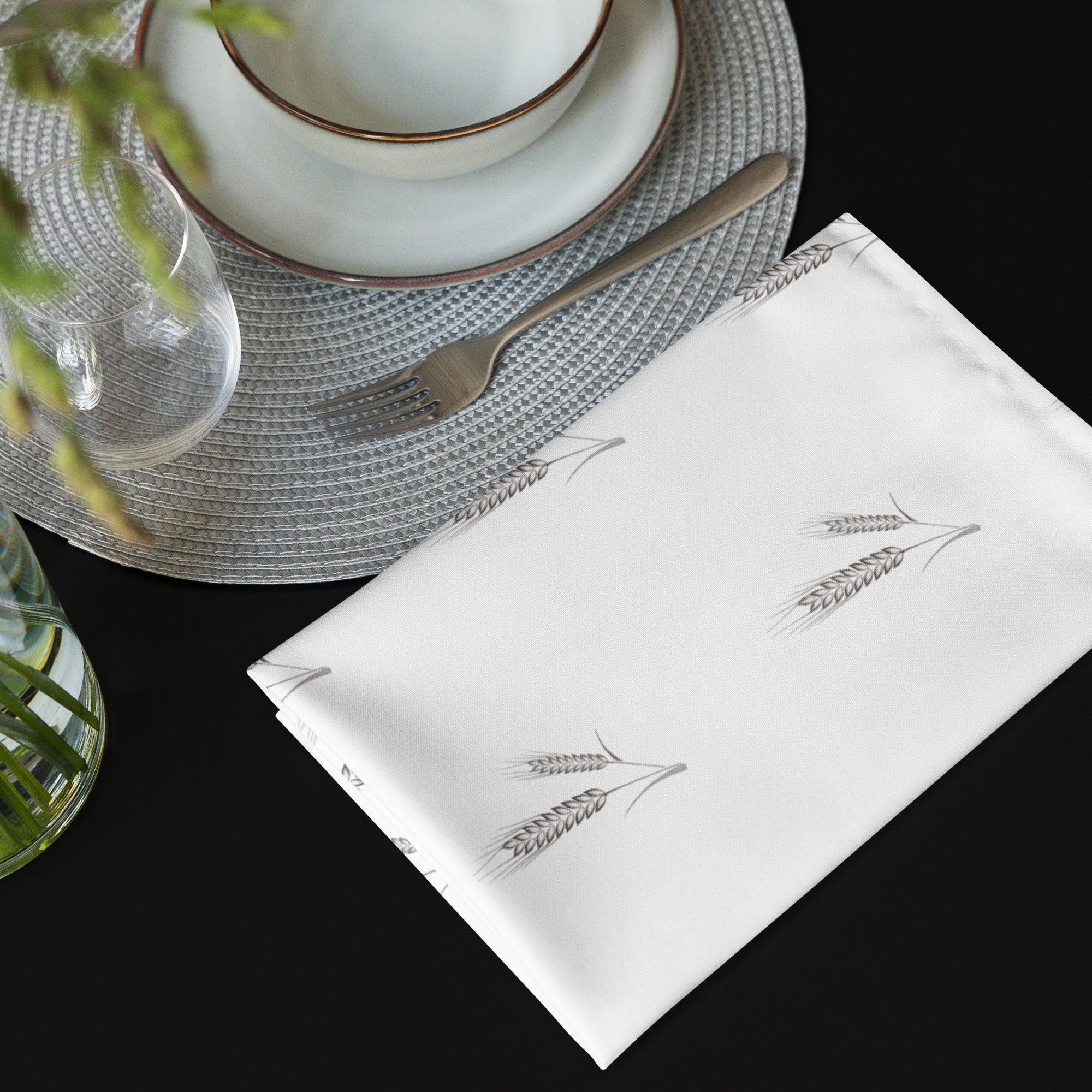 Grano Pattern Cloth Napkin Set - White