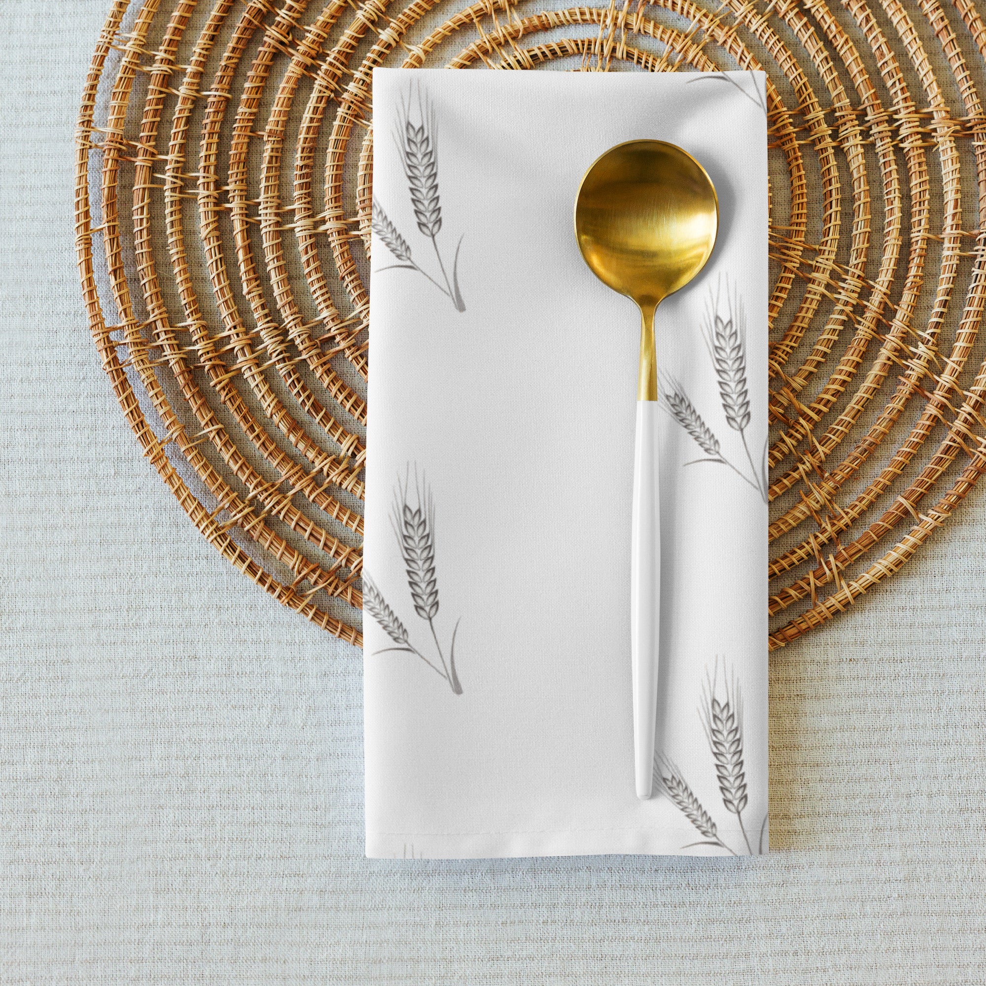 Grano Pattern Cloth Napkin Set - White