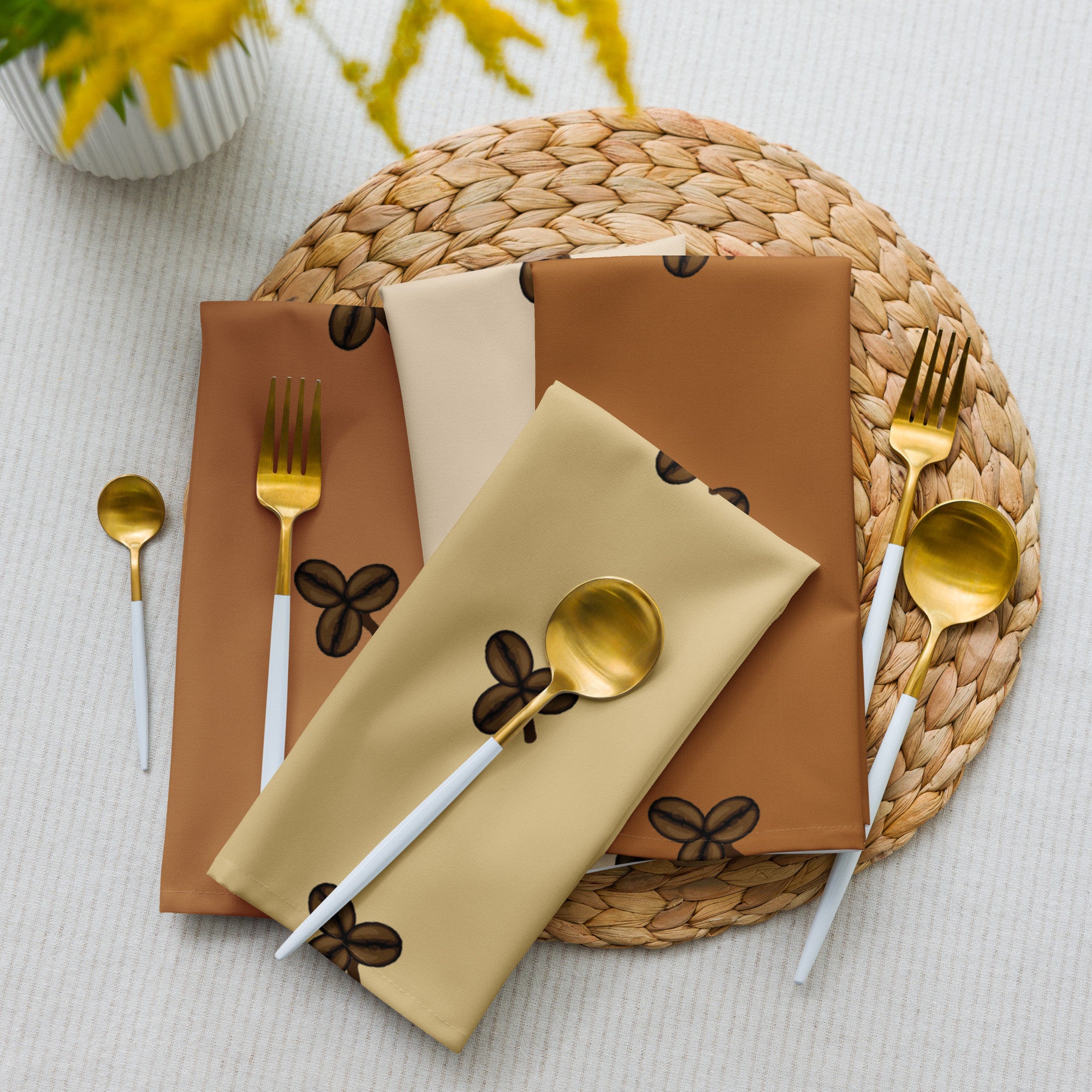 Coffee Clover Pattern Cloth Napkin Set - Variety