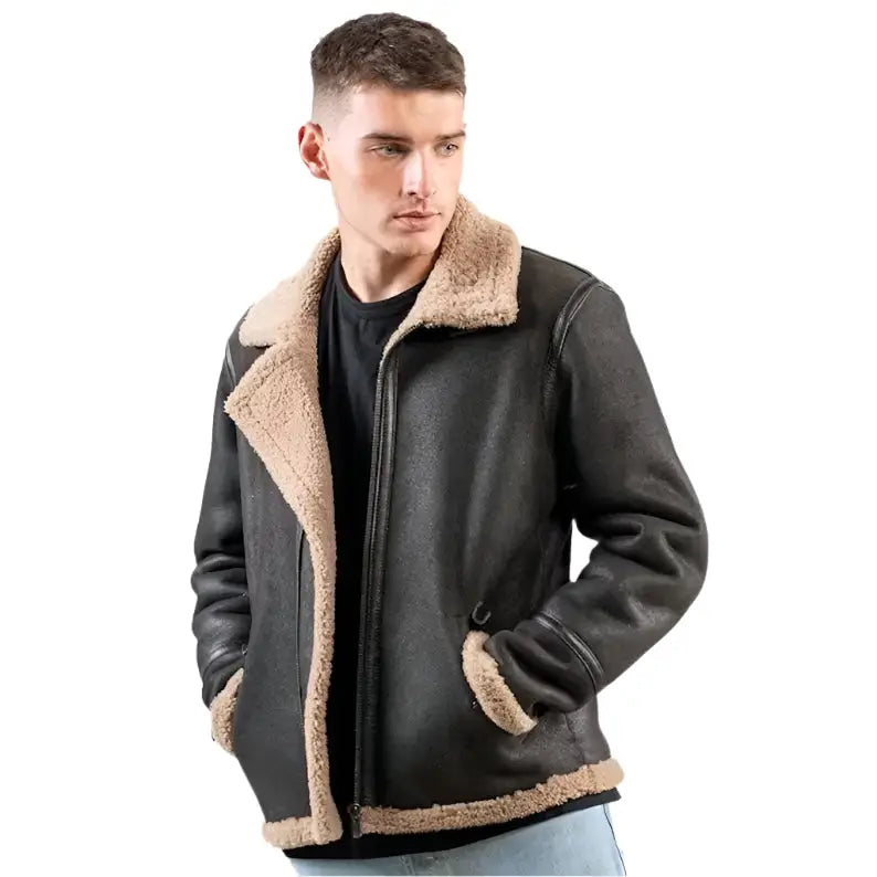 Men’s Brown Sheepskin Pilot Jacket