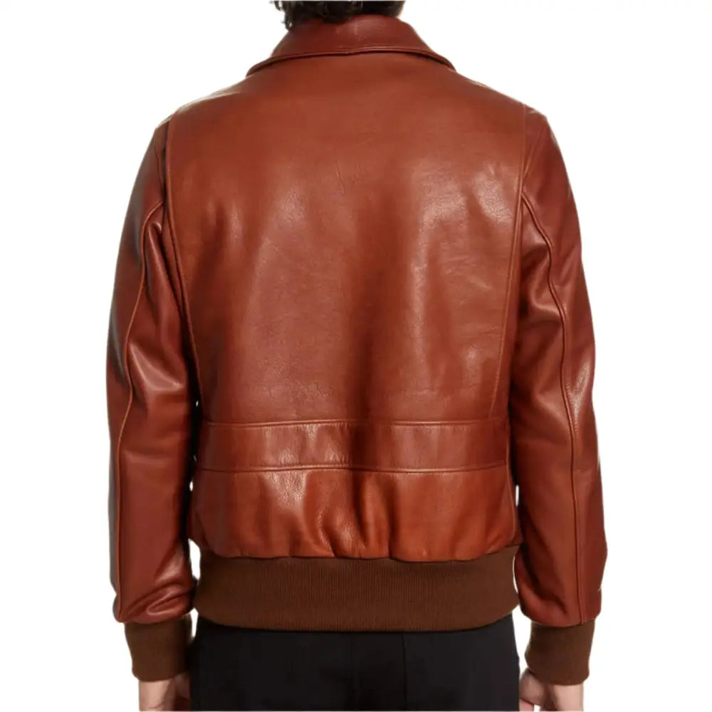 Mens Pebble Texture Leather Bomber Jacket