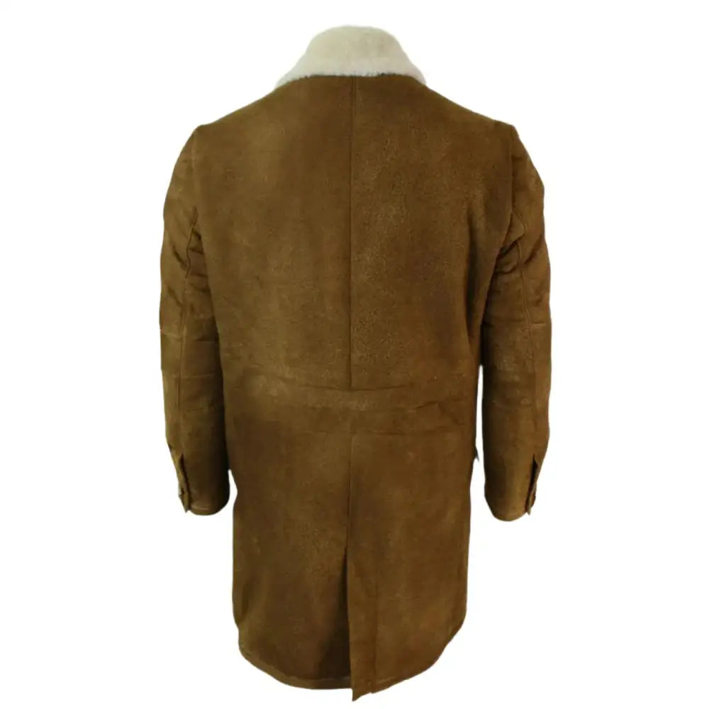 Men’s Vintage Tan Brown Shearling Sheepskin Overcoat