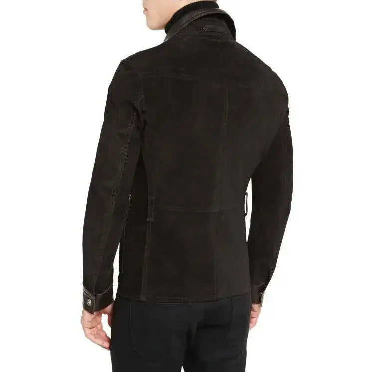 Men’s Brown Suede Trucker Stylish Jacket