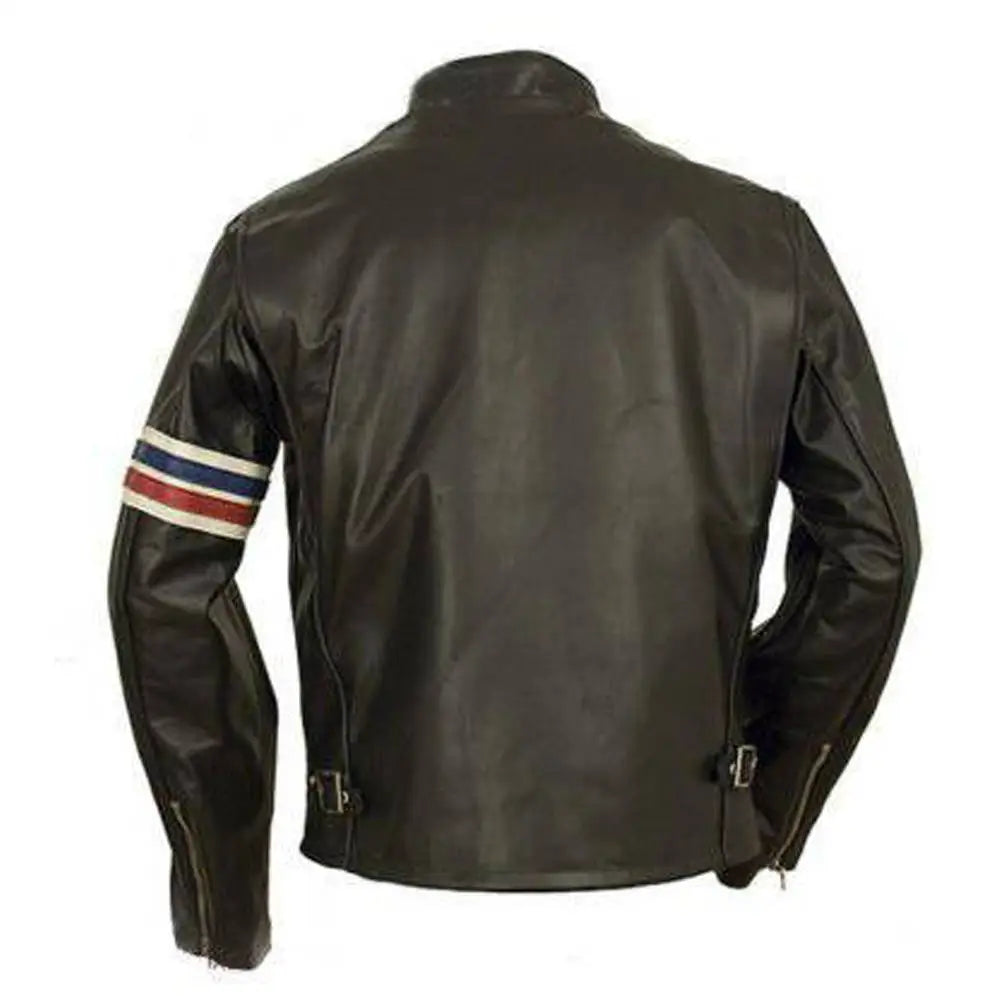 Men's Peter Fonda USA Flag Slim Fit Leather Jacket