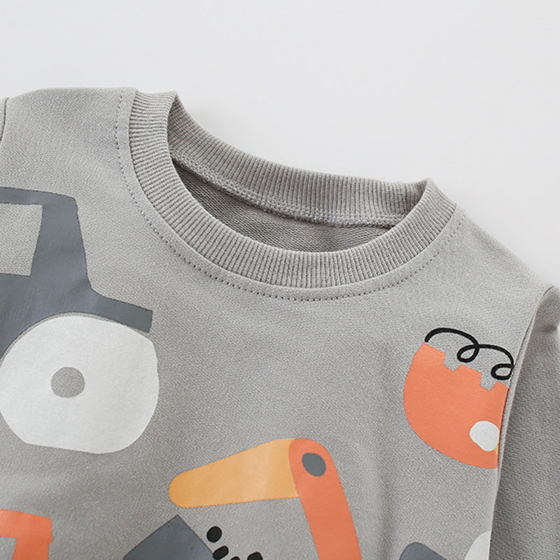 Autumn and Spring Arrival Cartoon Pattern Long Sleeves Pullover for Boys