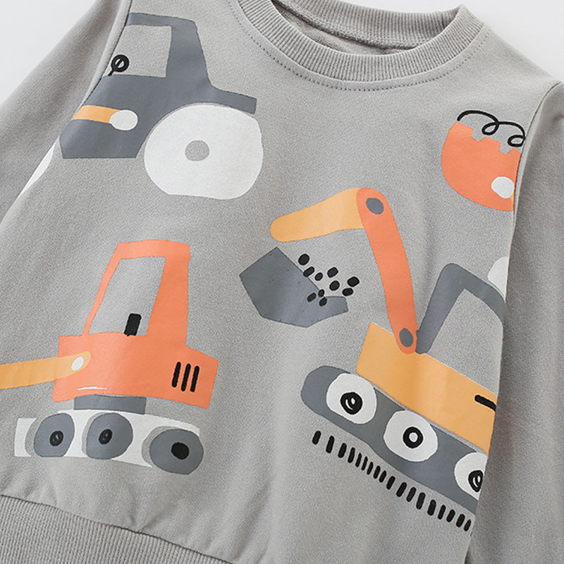 Autumn and Spring Arrival Cartoon Pattern Long Sleeves Pullover for Boys