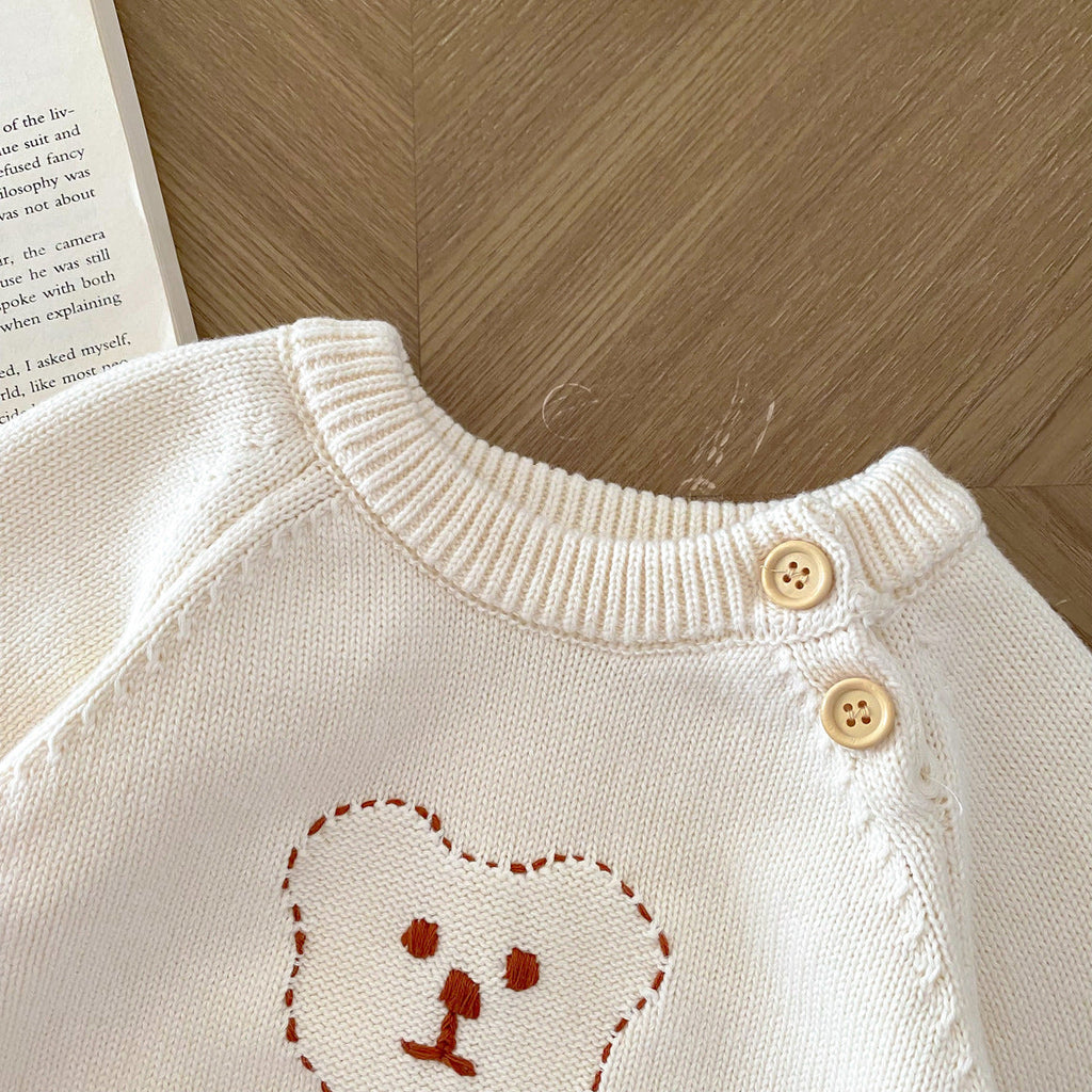 Arrival Autumn Baby Unisex Long Sleeves Teddy Bear Pattern Knitted Top Sweater