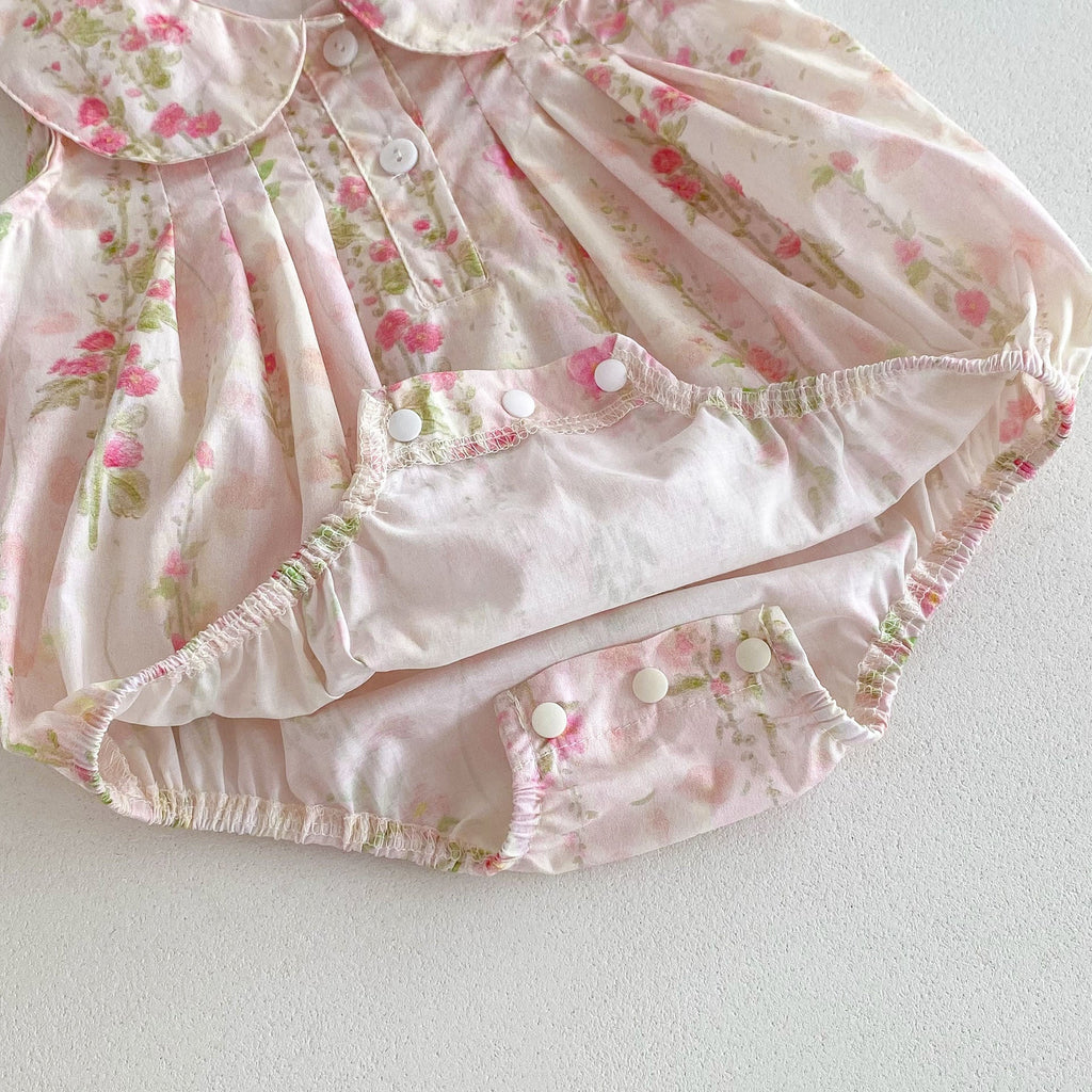 High Quality Summer Baby Kids Girls Floral Pattern Sleeveless Countryside Style Onesies