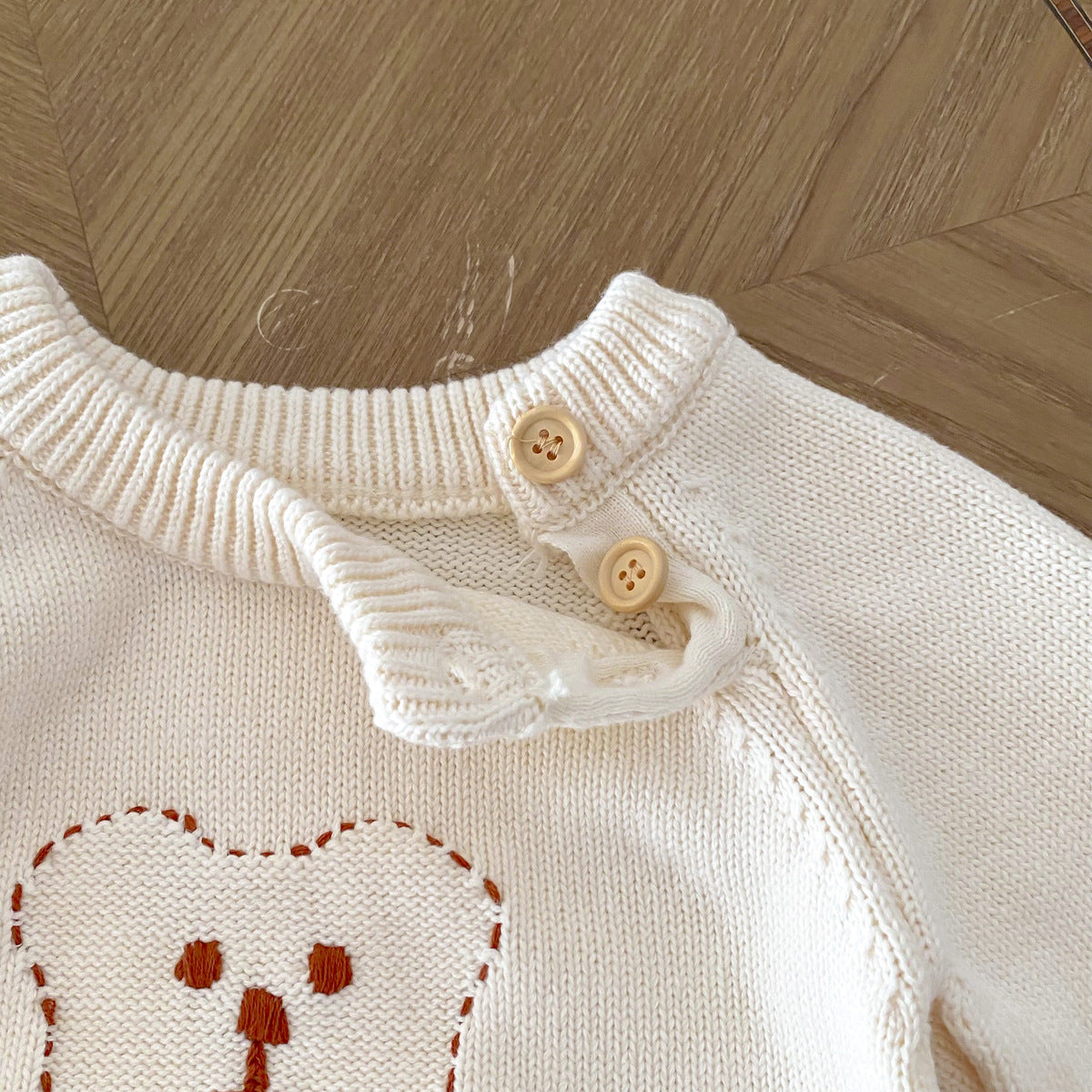 Arrival Autumn Baby Unisex Long Sleeves Teddy Bear Pattern Knitted Top Sweater