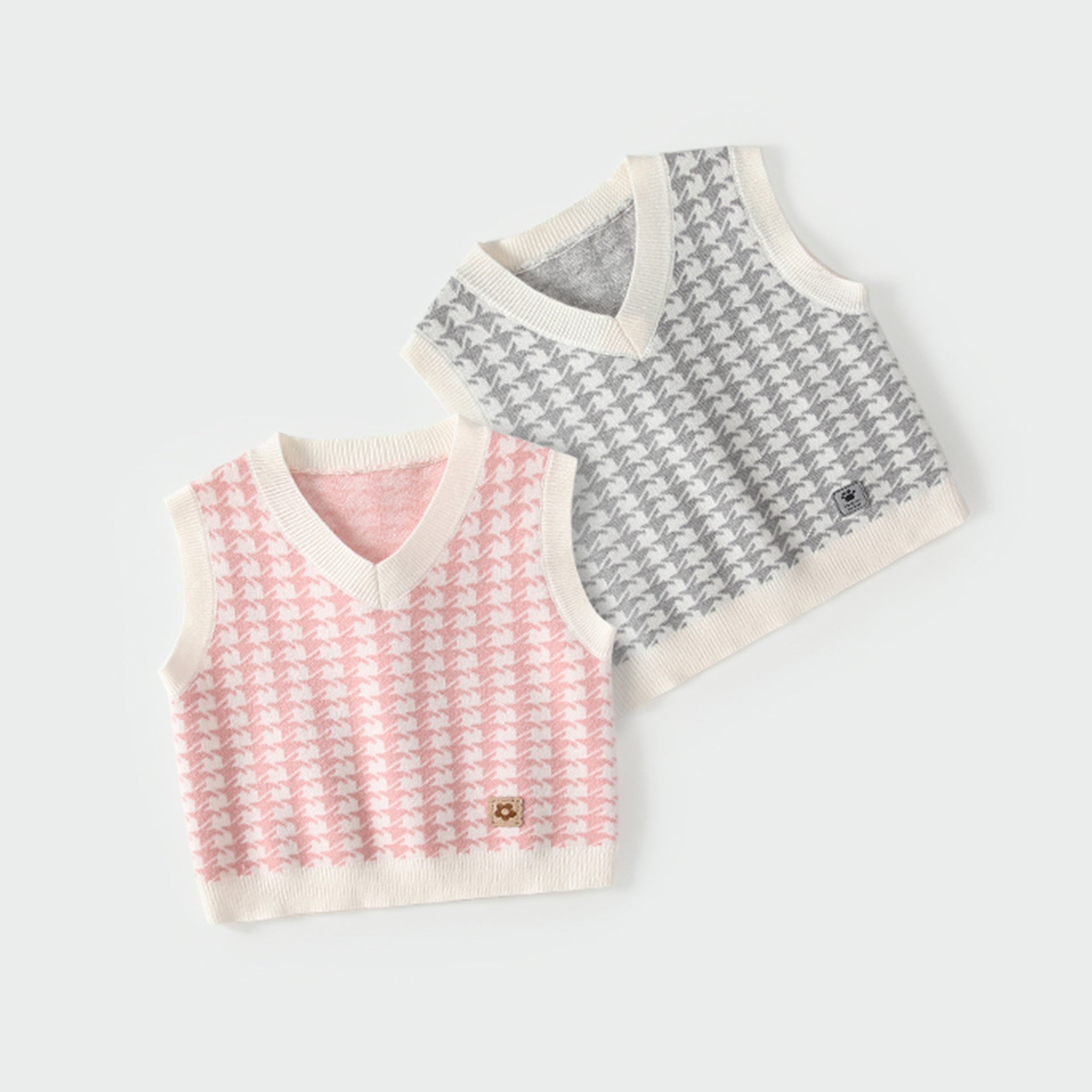 Arrival Autumn Baby Kids Unisex Houndstooth Pattern Sleeveless Vest