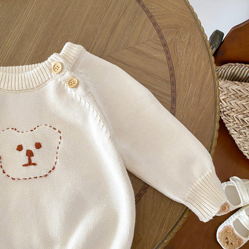 Arrival Autumn Baby Unisex Long Sleeves Teddy Bear Pattern Knitted Top Sweater