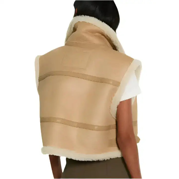 Brown Sheepskin Aviator Leather Vest