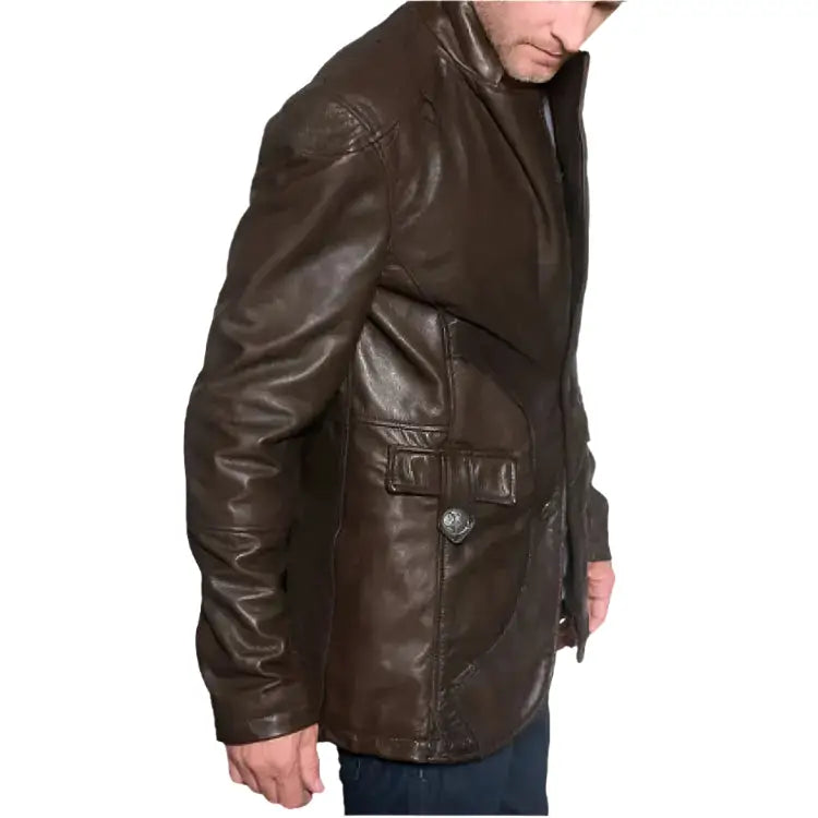 Mens Vintage Brown Leather Blazer